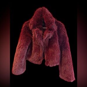 Luxurious Faux Fur Jacket - Rich Burgundy